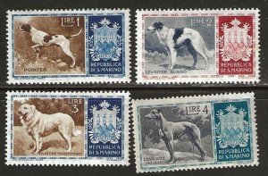 San Marino 375-378 MH, 1956 dogs,  short set.  (s214)