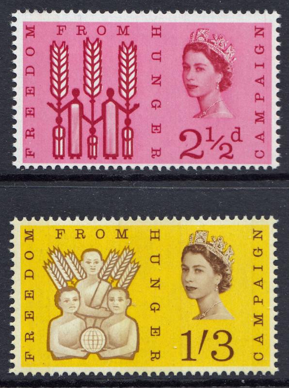 GB QEII 1963 Freedom From Hunger Set Phosphor SG634/5p Mint Never Hinged MNH UMM