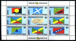 MUSOGRAD, MICRONATION - 2009 -Federation Flags-Perf 9v Sheet-M N H-Private Issue