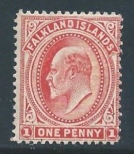 Falkland Islands #23b MH 1p King Edward VII - Wmk. 3 - Thick Paper