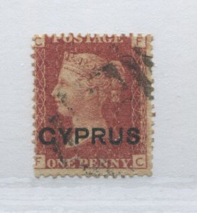 Cyprus QV overprinted  1880 1d Plate 217 FC used