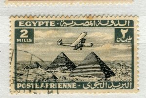 EGYPT; 1933 early AIRMAIL issue fine used 2m. value, shade