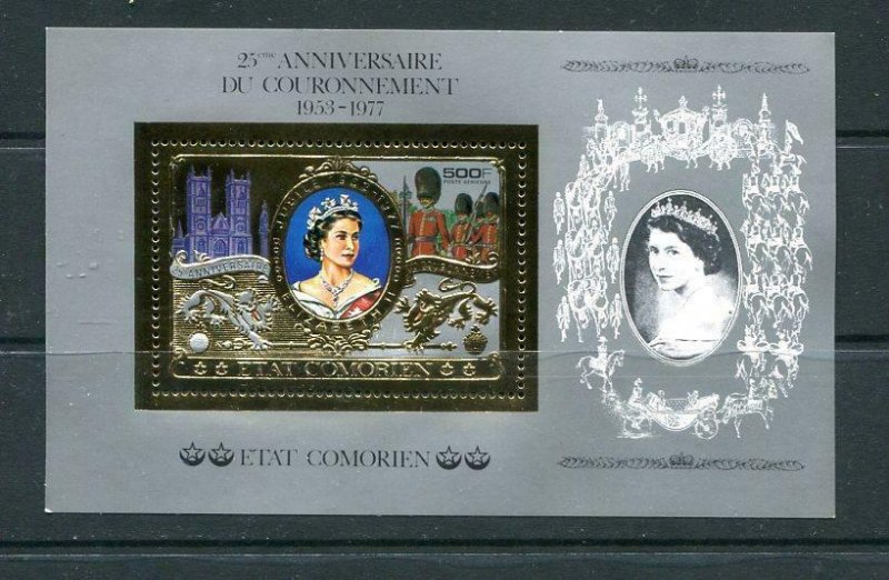 Comoro Islands Etat Sheet MNH Gold Foil Elizabeth II Mi Block 104A  10094 