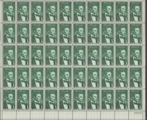 USA, 1113, LINCOLN, MINT NH, VINTAGE 1950'S, FULL SHEET OF 50