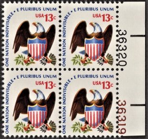 US 1596 MNH VF 13 Cent Eagle and Shield Plate Block