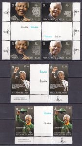 A0032 2014 Pitcairn Islands Nelson Mandela #921-924 ! Gutter 2Set Mnh