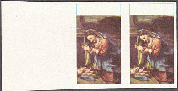 NEW ZEALAND 1970 Christmas 2½c IMPERF proof pair lacking value & wording...53978