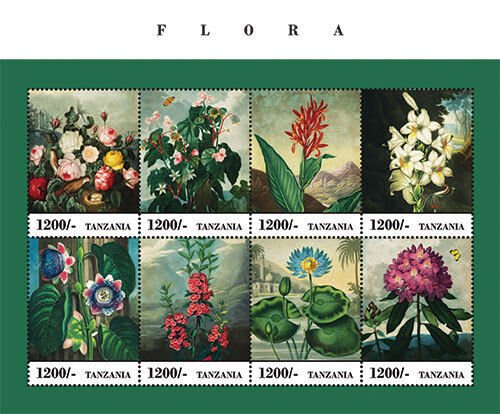 Tanzania 2013 - Flora & Fauna Flowers - Sheet of 8 Stamps - Scott #2684 - MNH