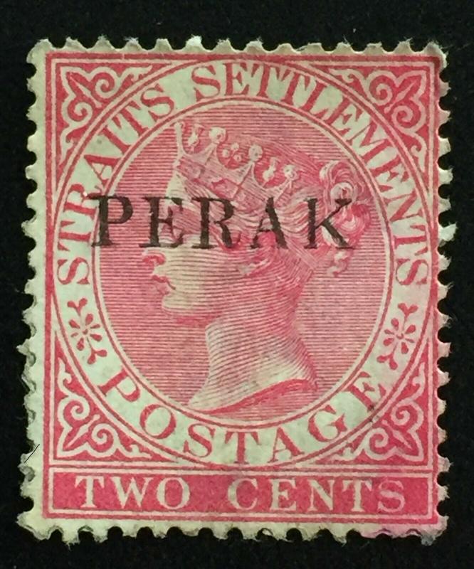 Malaya 1886 Perak opt Straits Settlements QV 2c MNG 12½mm SG#19 CV£150 M2129