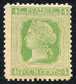 Prince Edward Island SG39 4c yellow-green (toned) U/M Cat 12 pounds 