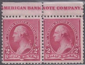 Scott #220 Mint Pair VLH OG F-VF with Imprint