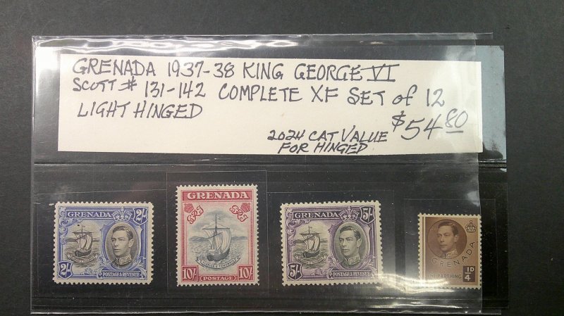 Grenada 1937-38 Scott# 131-142 Mint Light Hinge complete XF set of 12 values