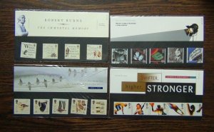 GB Presentation Packs 1996 Cinema Burns Wildfowl Olympics sets MNH