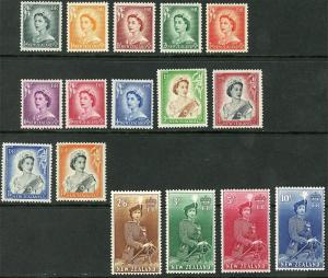 New Zealand #'s 288-301 F-VF Mint Hinged. Cat. 179.35.