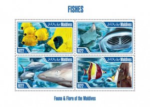 MALDIVES - 2013 - Fishes - Perf 4v Sheet - Mint Never Hinged