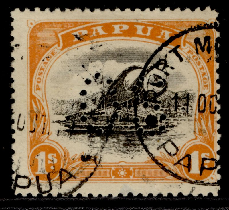 AUSTRALIA - Papua EDVII SG O26, 1s black & orange, USED. Cat £40.