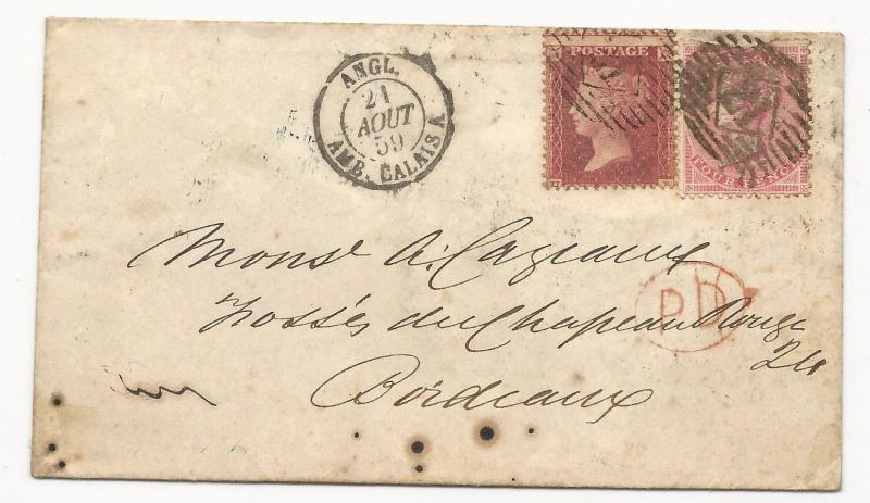 GREAT BRITAIN Scott #20 & #26 on Cover 1859