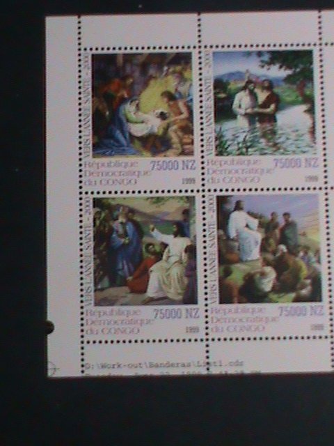 CONGO-1999 CHRISTMAS SHEET-THE STORY OF JESUS CHRIST-PAINTING MNH S/S VF