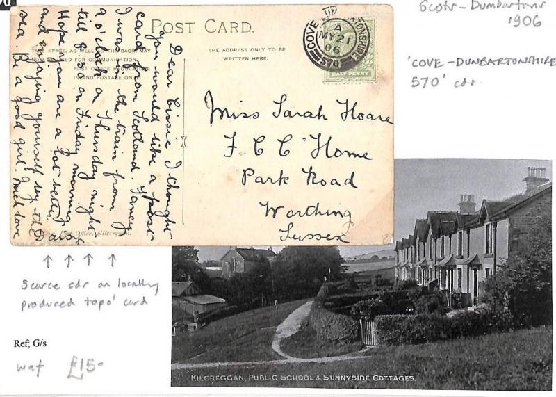 BD186 1906 GB Scotland Dumbartonshire Postcard Sussex {samwells-covers}PTS