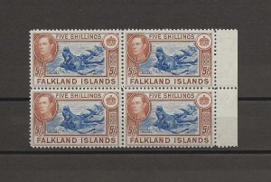 FALKLAND ISLANDS 1938/50 SG 161d MNH Block Cat £1700