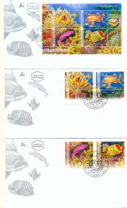 ISRAEL 2004 RED SEA FISH STAMPS AND S/SHEET FDC's 