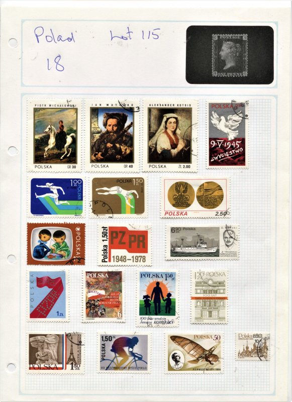 STAMP STATION PERTH Poland #Selection 18 Used on Album Page-Unchecked L115