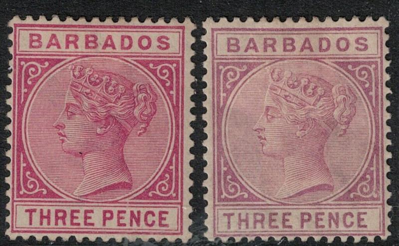 Barbados 1882-1885 SC 63-63a Mint SCV $135.00