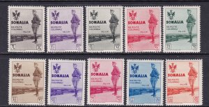 Somalia Scott B38-B47, 1935 KVEII, to 1.75L, VF MNH. Scott $125