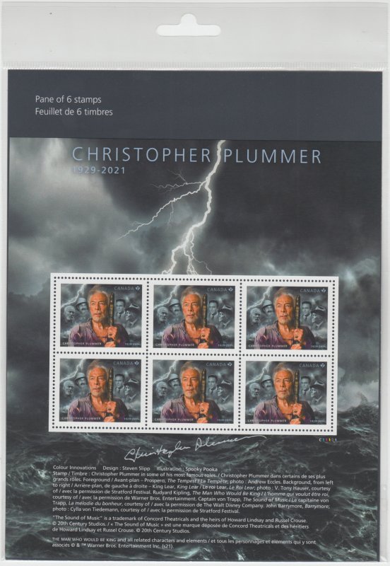 Canada - *NEW* Christopher Plummer Stamp Pane  - MNH