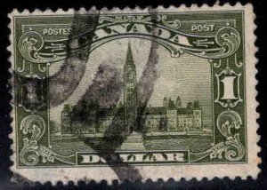 Canada Scott 159 Used 1$ Parliament building stamp hinge thin