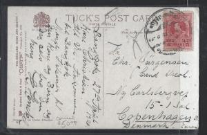 THAILAND (P1412B)  1920     PPC  RAMA 5  STG SENT TO DENMARK 