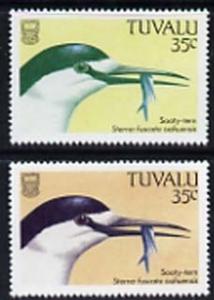 Tuvalu 1988 Sooty Tern 35c with red omitted plus normal, ...