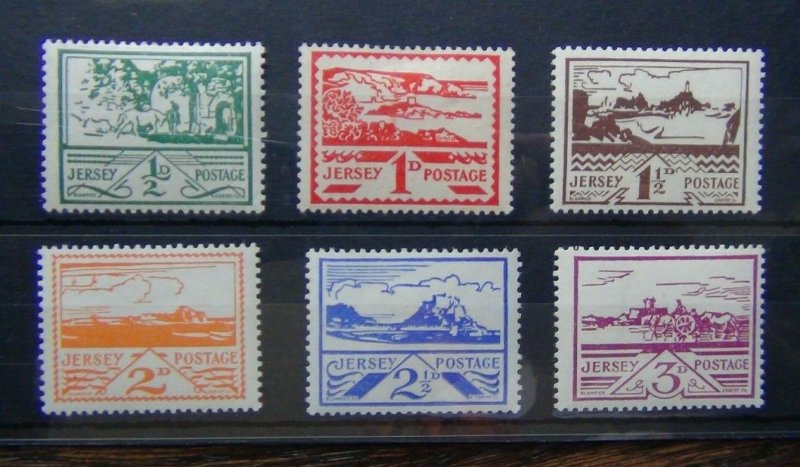 Jersey 1943 - 44 set to 3d Violet MM SG3 - SG8