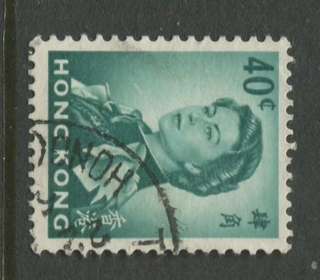 Hong Kong - Scott 209a -QEII Definitive Issue-1966 -Used- Single 40c Stamp