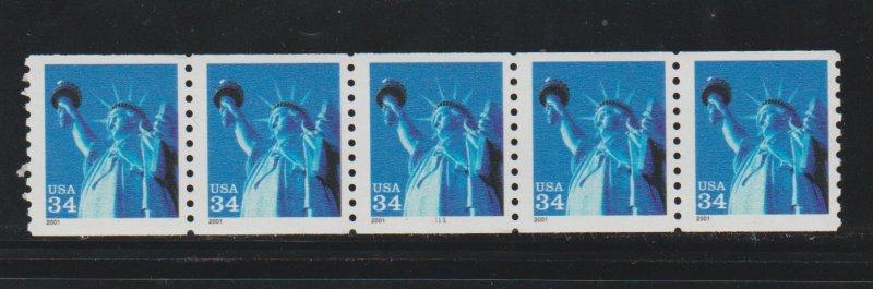 United States SC 3476 Plate 1111 Strip of 5 Mint Never Hinged.