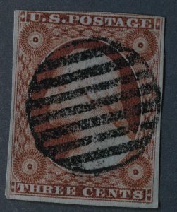 United States #10A Used FN Type II Orange Brown Some Thin Along Left Side Back