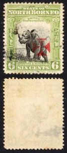 North Borneo SG206 6c  Perf 13.5-14 with Carmine Cross used Cat 80 pounds