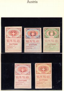 1870 AUSTRIA, Telegraph Stamps - Vienna Private Company - Complete Series Unlace