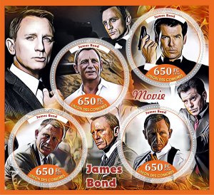 Stamps. Cinema. James Bond 2019 year 1+1 sheets perforated