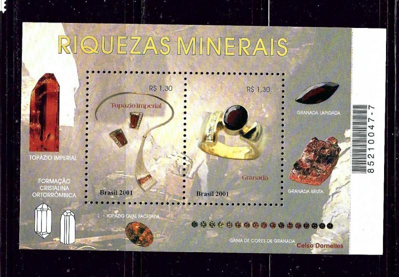 Brazil 2828 MNH 2001 Minerals S/S