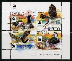 GUINEA 2015 WORLD WILDLIFE FUND WWF BIRDS-SKIMMER SHEET OF FOUR  MINT NH