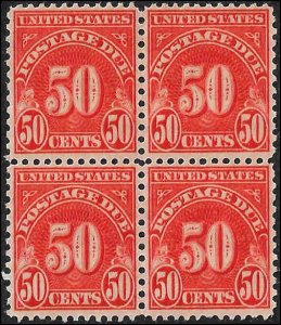 J86a Mint,OG,HR/NH... Block of 4... SCV $48.00... Bottom pair are NH