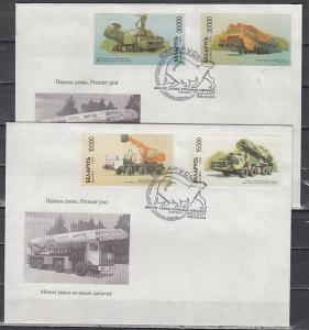 Belarus, Scott cat. 295-298. Minsk made Trucks issue on 2 First day covers. ^