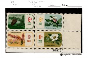 United States Postage Stamp, #1379a Mint NH Plate Block, 1969 Botanical (AH)