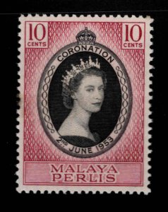 MALAYA  Perlis  Scott 28 MH* QE2 Coronation stamp 1953