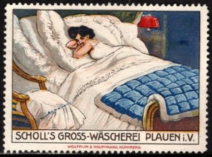 Vintage Germany Poster Stamp Scholl's Gross Laundry Plauen I.V.