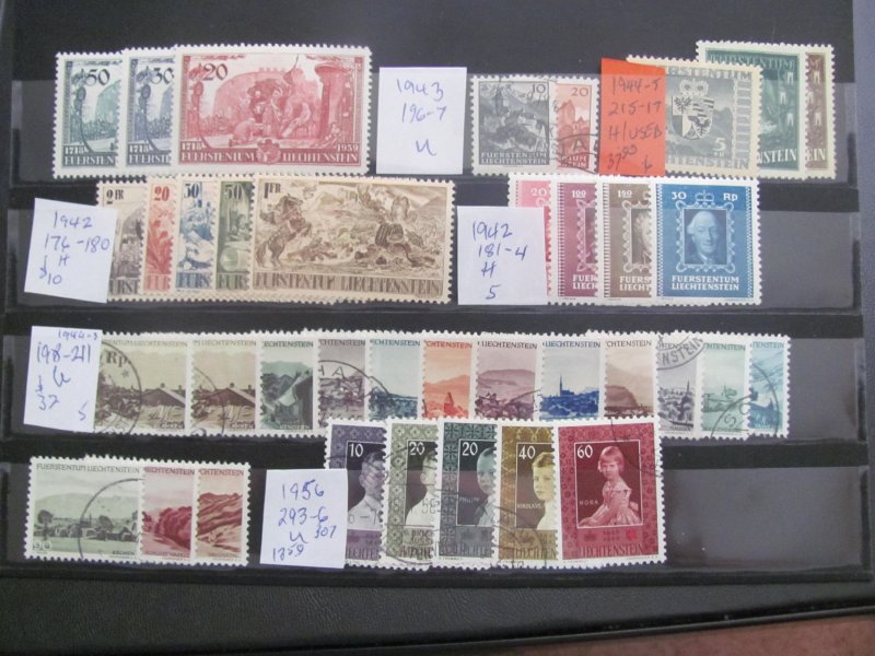 LIECHTENSTEIN 1940S-1950S HINGED AND USED LOT XF (178)