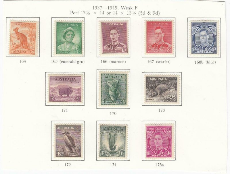 AUSTRALIA (MK6041) # 141,166-174,176 VF-MH  1932-49 KGVI/VARIOUS STAMPS CAT $99