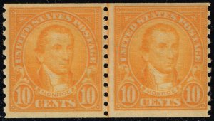 US #603 James Monroe Joint Line Pair; MNH (3Stars)