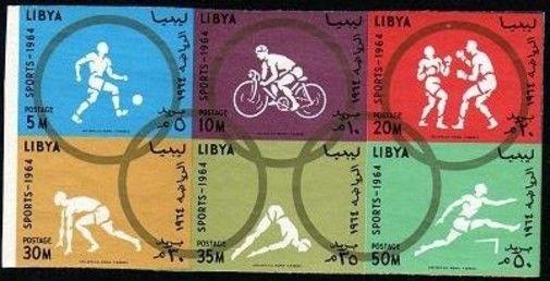 Libya 258-263a,263b perf.imperf,MNH. Olympics Tokyo-64.Soccer,Bicycling,Boxing,